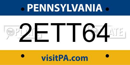 2ETT64 Pennsylvania License Plate