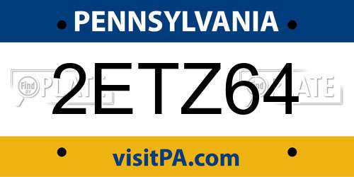 2ETZ64 Pennsylvania License Plate