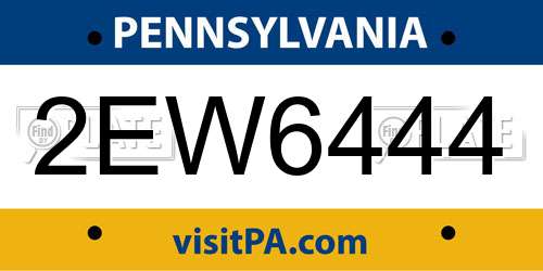 2EW6444 Pennsylvania License Plate
