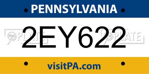 2EY622 Pennsylvania License Plate