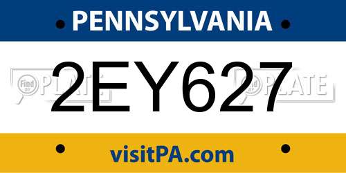 2EY627 Pennsylvania License Plate