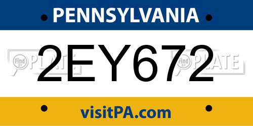 2EY672 Pennsylvania License Plate
