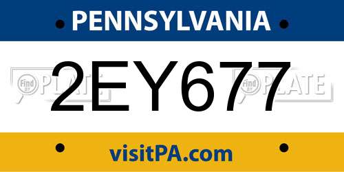 2EY677 Pennsylvania License Plate