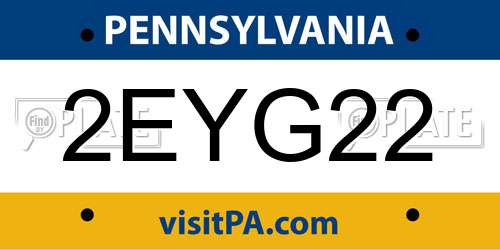 2EYG22 Pennsylvania License Plate