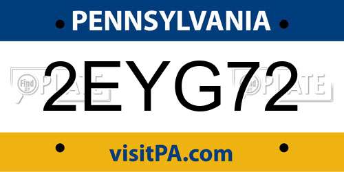 2EYG72 Pennsylvania License Plate