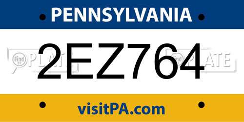 2EZ764 Pennsylvania License Plate