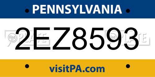 2EZ8593 Pennsylvania License Plate