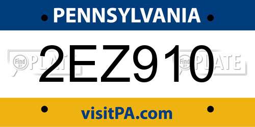 2EZ910 Pennsylvania License Plate
