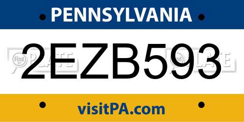 2EZB593 Pennsylvania License Plate