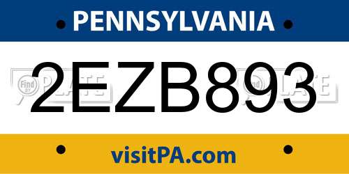 2EZB893 Pennsylvania License Plate