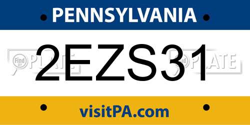 2EZS31 Pennsylvania License Plate