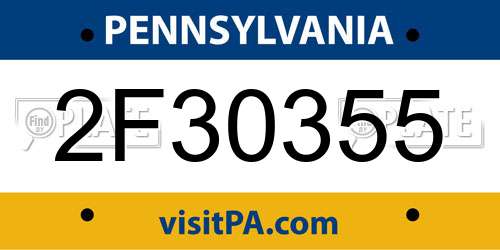 2F30355 Pennsylvania License Plate
