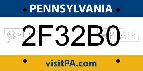 2F32B0 Pennsylvania License Plate