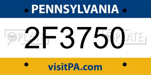 2F3750 Pennsylvania License Plate