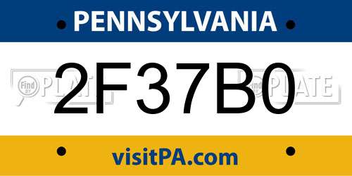 2F37B0 Pennsylvania License Plate