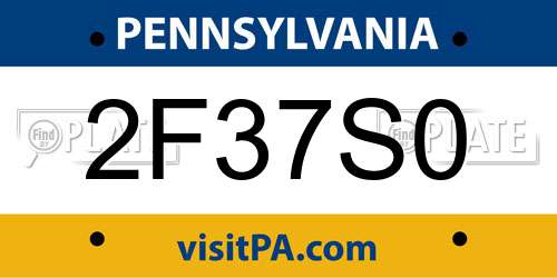 2F37S0 Pennsylvania License Plate