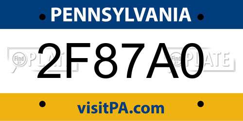2F87A0 Pennsylvania License Plate
