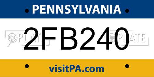 2FB240 Pennsylvania License Plate