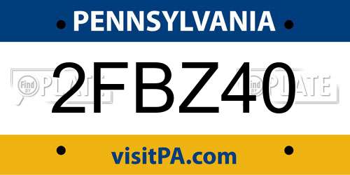 2FBZ40 Pennsylvania License Plate