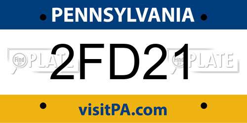 2FD21 Pennsylvania License Plate