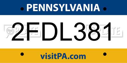 2FDL381 Pennsylvania License Plate