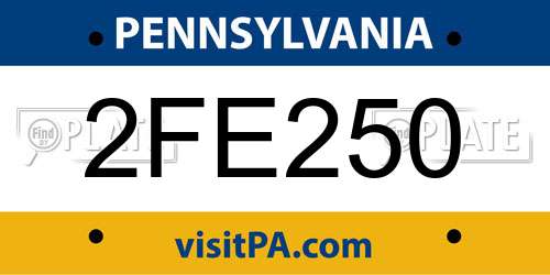 2FE250 Pennsylvania License Plate