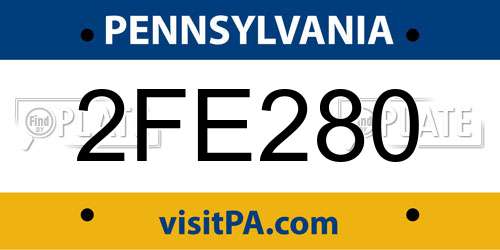 2FE280 Pennsylvania License Plate