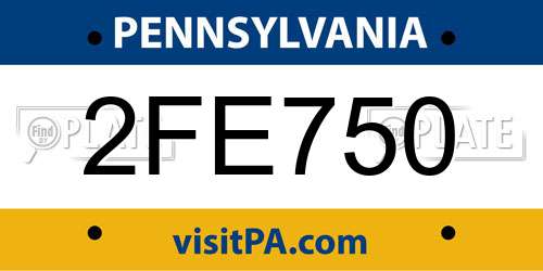 2FE750 Pennsylvania License Plate