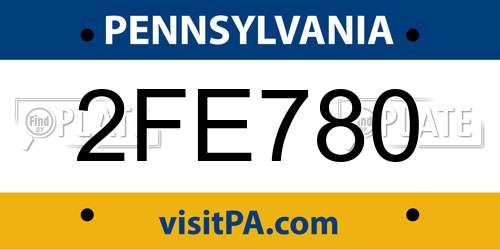 2FE780 Pennsylvania License Plate