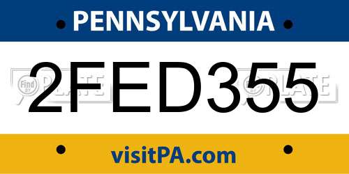 2FED355 Pennsylvania License Plate