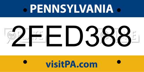 2FED388 Pennsylvania License Plate