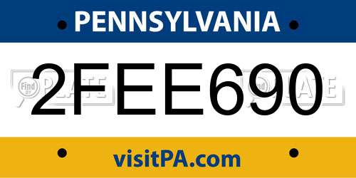 2FEE690 Pennsylvania License Plate