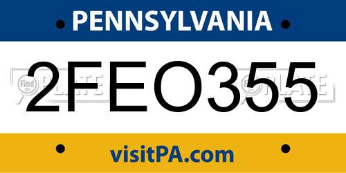 2FEO355 Pennsylvania License Plate