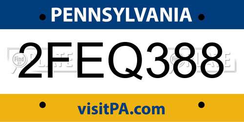 2FEQ388 Pennsylvania License Plate