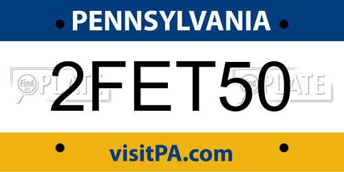 2FET50 Pennsylvania License Plate