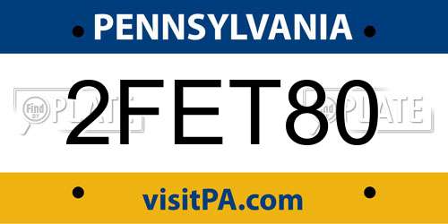 2FET80 Pennsylvania License Plate