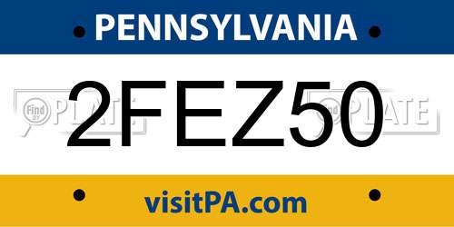 2FEZ50 Pennsylvania License Plate