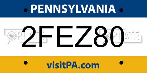 2FEZ80 Pennsylvania License Plate