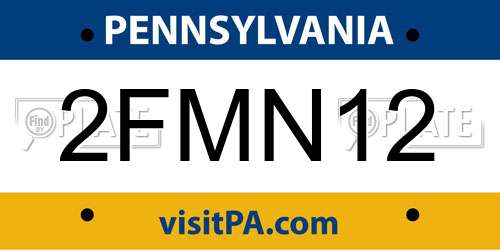 2FMN12 Pennsylvania License Plate