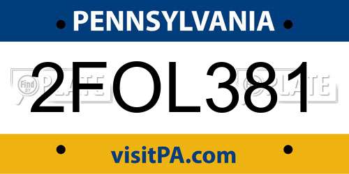 2FOL381 Pennsylvania License Plate