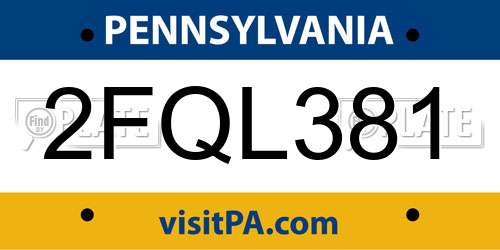 2FQL381 Pennsylvania License Plate