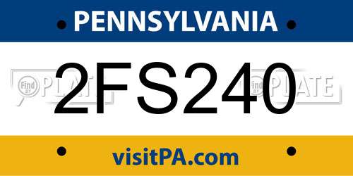 2FS240 Pennsylvania License Plate