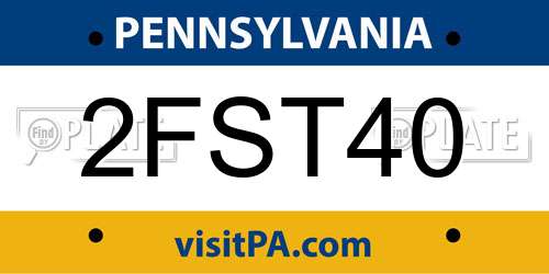 2FST40 Pennsylvania License Plate