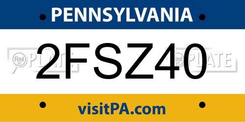 2FSZ40 Pennsylvania License Plate