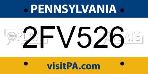 2FV526 Pennsylvania License Plate