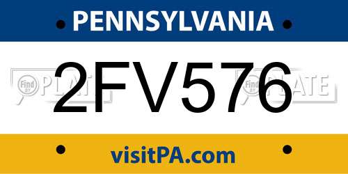 2FV576 Pennsylvania License Plate