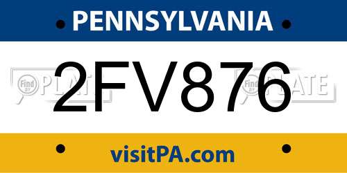 2FV876 Pennsylvania License Plate