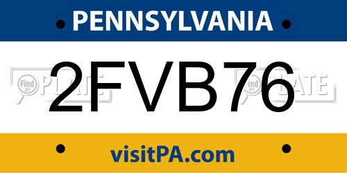 2FVB76 Pennsylvania License Plate