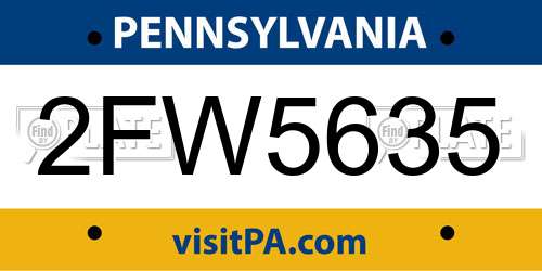 2FW5635 Pennsylvania License Plate