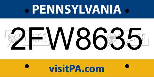 2FW8635 Pennsylvania License Plate